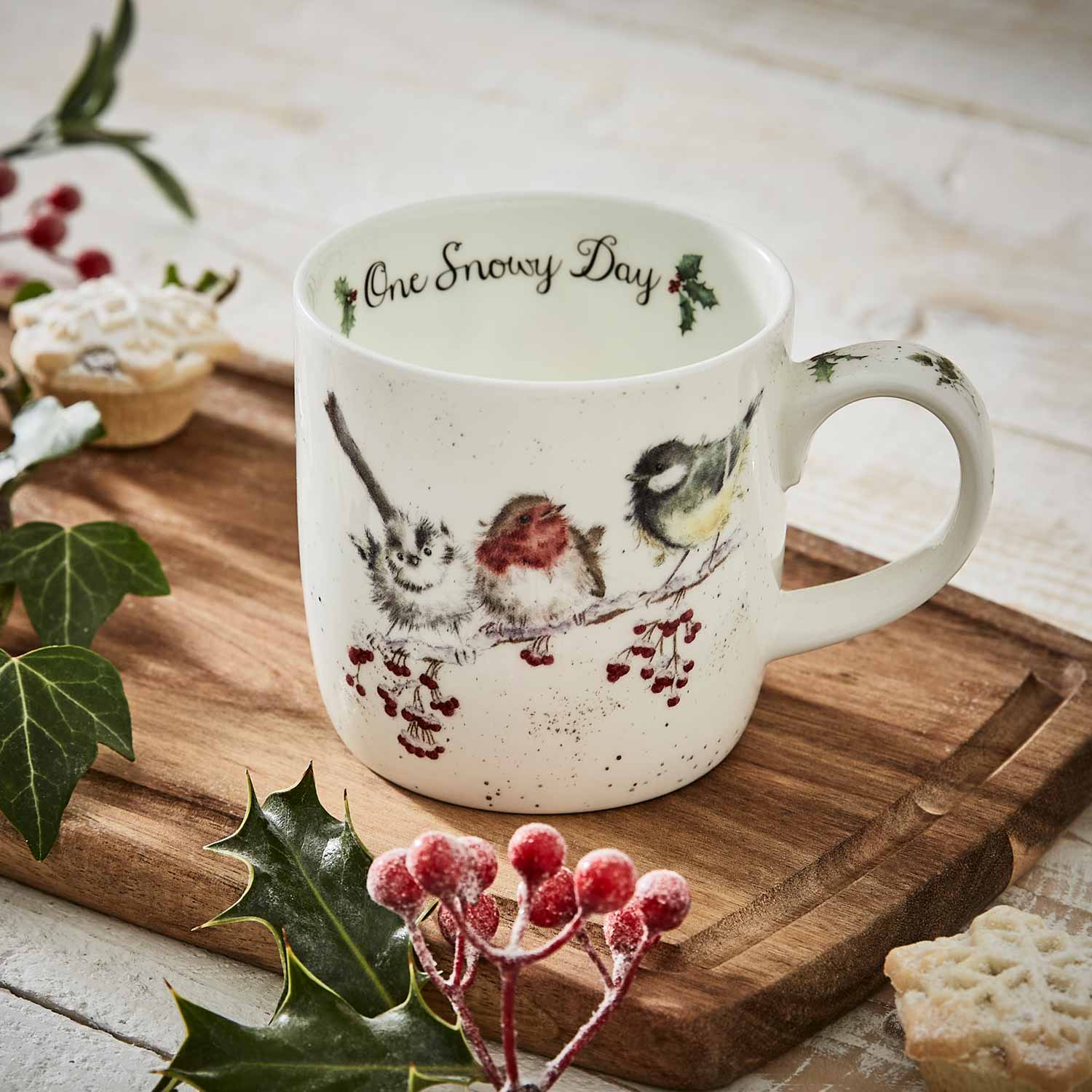 Wrendale Designs One Snowy Day Birds Fine Bone China Mug image number null